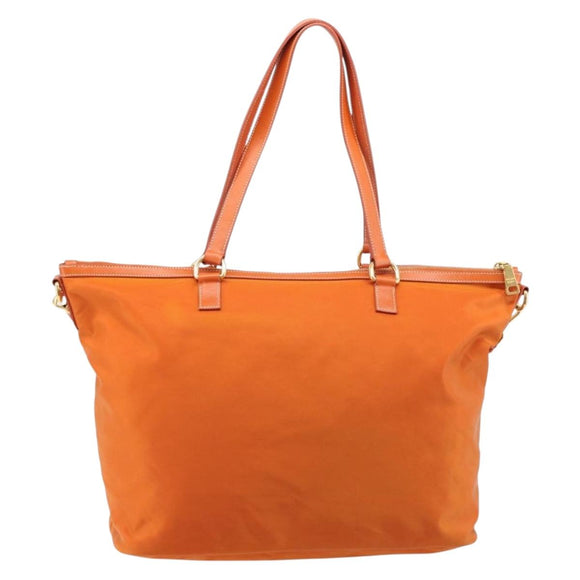 PRADA Tote Bag Nylon 2way Orange Gold Auth 211361A