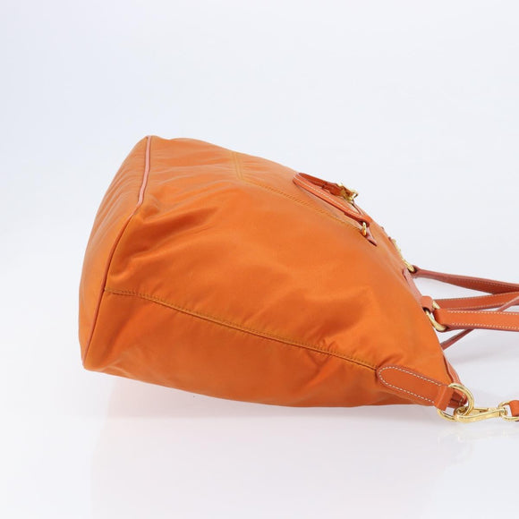 PRADA Tote Bag Nylon 2way Orange Gold Auth 211361A