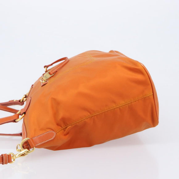 PRADA Tote Bag Nylon 2way Orange Gold Auth 211361A