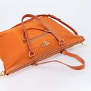 PRADA Tote Bag Nylon 2way Orange Gold Auth 211361A-6
