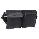 GUCCI GG Canvas Waist Bag Black Silver 28566 Auth 211373V-1
