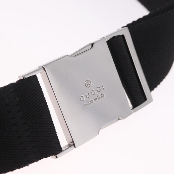 GUCCI GG Canvas Waist Bag Black Silver 28566 Auth 211373V