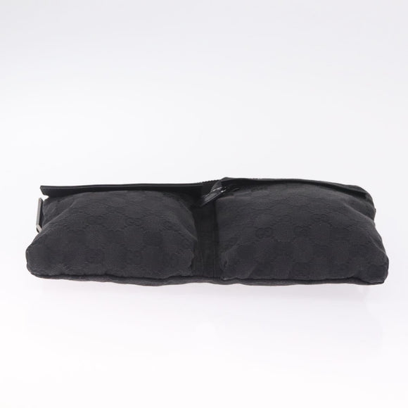 GUCCI GG Canvas Waist Bag Black Silver 28566 Auth 211373V