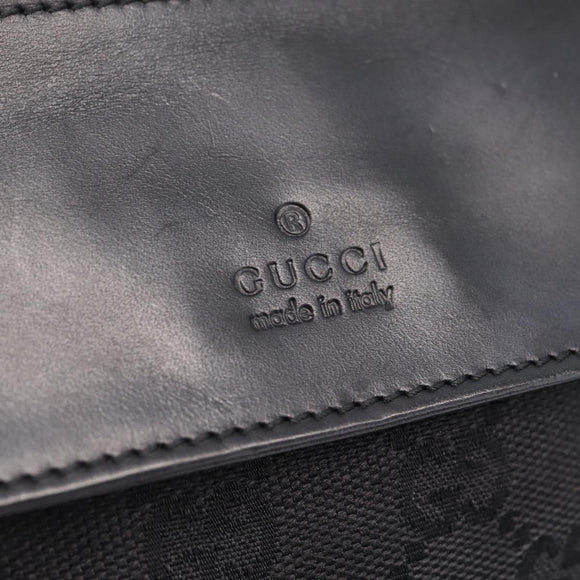 GUCCI GG Canvas Waist Bag Black Silver 28566 Auth 211373V