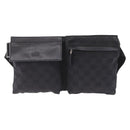 GUCCI GG Canvas Waist Bag Black Silver 28566 Auth 211373V-2