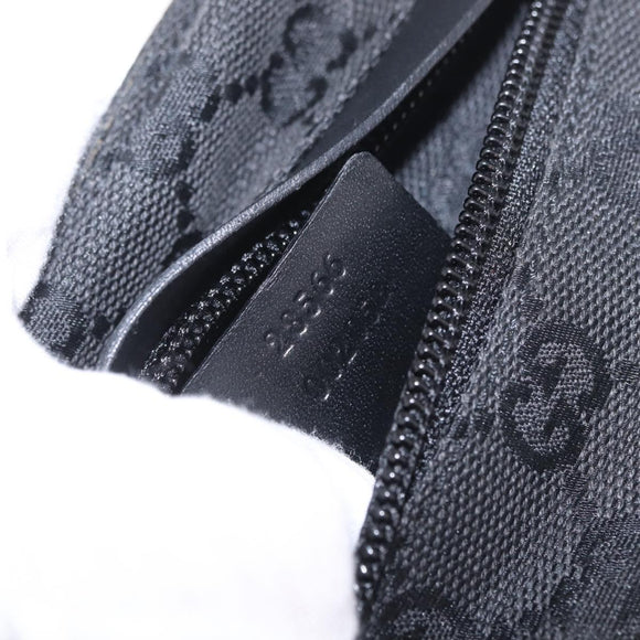 GUCCI GG Canvas Waist Bag Black Silver 28566 Auth 211373V