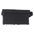 GUCCI GG Canvas Waist Bag Black Silver 28566 Auth 211373V-3
