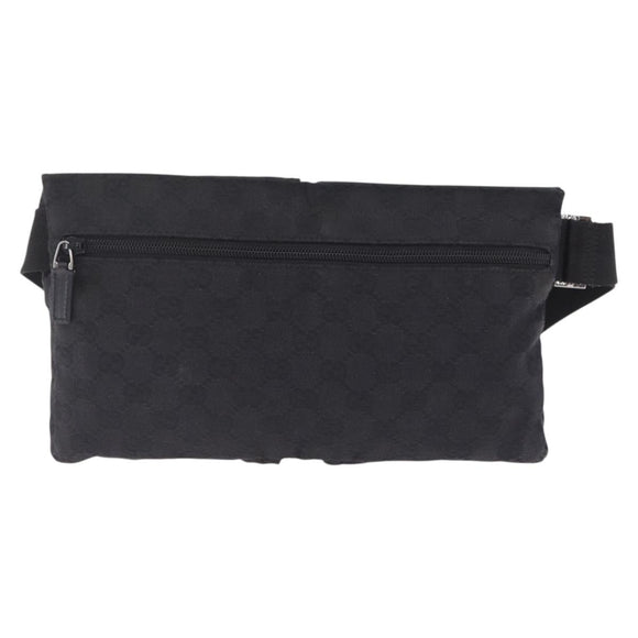 GUCCI GG Canvas Waist Bag Black Silver 28566 Auth 211373V