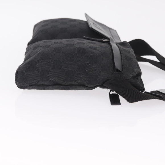 GUCCI GG Canvas Waist Bag Black Silver 28566 Auth 211373V