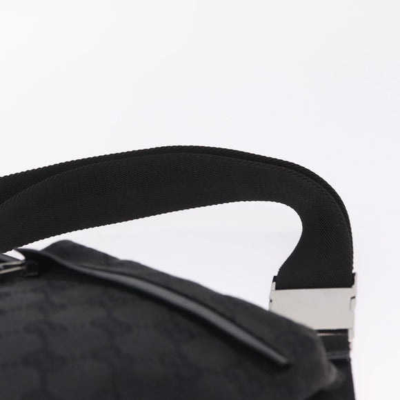 GUCCI GG Canvas Waist Bag Black Silver 28566 Auth 211373V