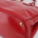 PRADA Galleria Hand Bag Safiano Leather 2way Red Gold Auth 211376V-12