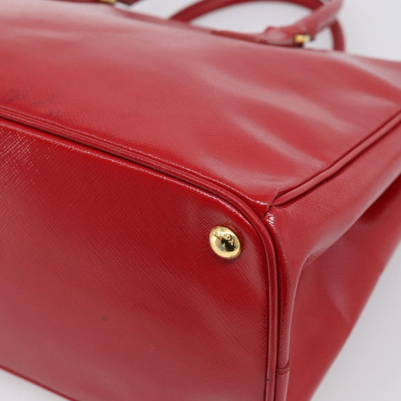 PRADA Galleria Hand Bag Safiano Leather 2way Red Gold Auth 211376V