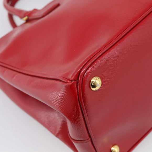 PRADA Galleria Hand Bag Safiano Leather 2way Red Gold Auth 211376V