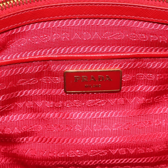 PRADA Galleria Hand Bag Safiano Leather 2way Red Gold Auth 211376V