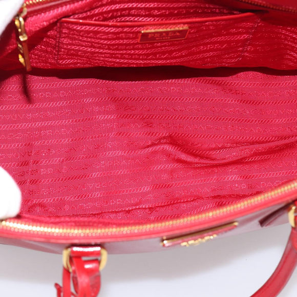 PRADA Galleria Hand Bag Safiano Leather 2way Red Gold Auth 211376V
