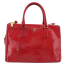 PRADA Galleria Hand Bag Safiano Leather 2way Red Gold Auth 211376V-2