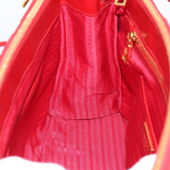 PRADA Galleria Hand Bag Safiano Leather 2way Red Gold Auth 211376V