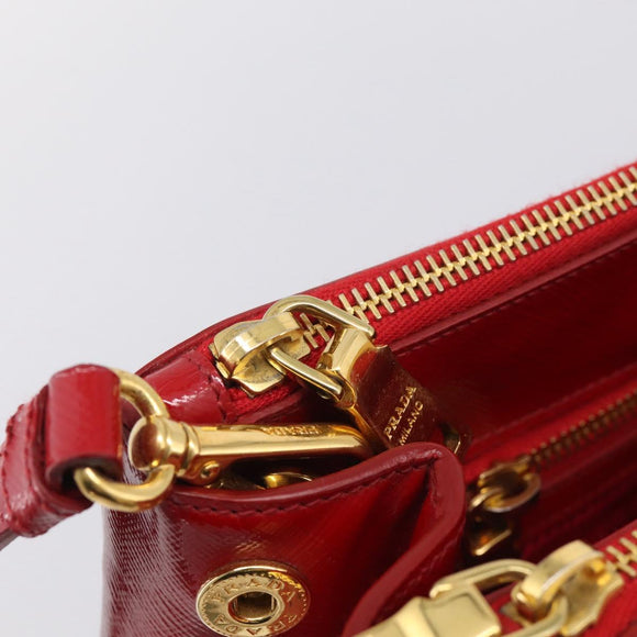 PRADA Galleria Hand Bag Safiano Leather 2way Red Gold Auth 211376V