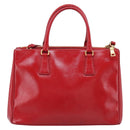 PRADA Galleria Hand Bag Safiano Leather 2way Red Gold Auth 211376V-3