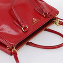 PRADA Galleria Hand Bag Safiano Leather 2way Red Gold Auth 211376V-6