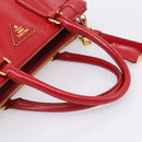 PRADA Galleria Hand Bag Safiano Leather 2way Red Gold Auth 211376V-7