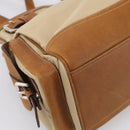 PRADA Tote Bag Nylon Leather Beige Silver Auth 211377V-11