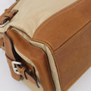 PRADA Tote Bag Nylon Leather Beige Silver Auth 211377V-13