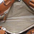 PRADA Tote Bag Nylon Leather Beige Silver Auth 211377V-16