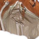 PRADA Tote Bag Nylon Leather Beige Silver Auth 211377V-18