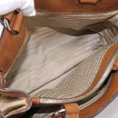 PRADA Tote Bag Nylon Leather Beige Silver Auth 211377V-24