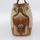 PRADA Tote Bag Nylon Leather Beige Silver Auth 211377V-5