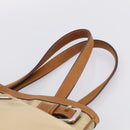 PRADA Tote Bag Nylon Leather Beige Silver Auth 211377V-8