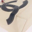 CHANEL Choco Bar Chain Shoulder Tote Bag Canvas Ivory Silver CC Auth 211378V-10