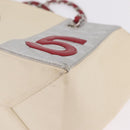 CHANEL Choco Bar Chain Shoulder Tote Bag Canvas Ivory Silver CC Auth 211378V-11