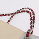 CHANEL Choco Bar Chain Shoulder Tote Bag Canvas Ivory Silver CC Auth 211378V-8