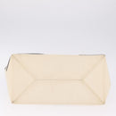 CHANEL Choco Bar Chain Shoulder Tote Bag Canvas Ivory Silver CC Auth 211378V-9