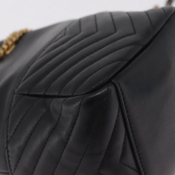 Saint Laurent Joe Mini Bucket Bag Chain Lamb Skin Black 701631 Auth 211381M