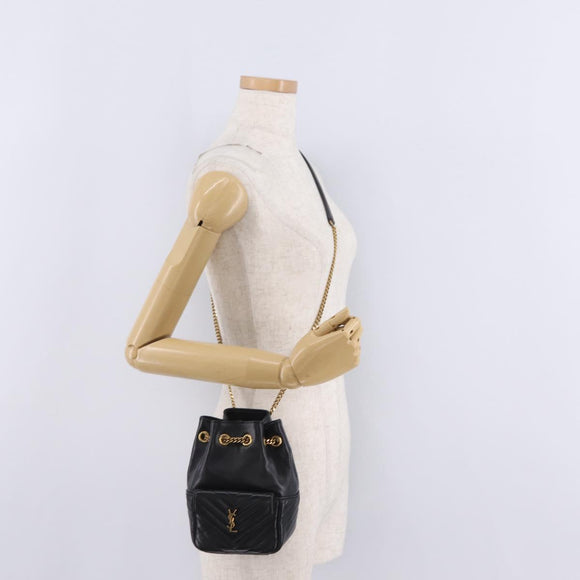 Saint Laurent Joe Mini Bucket Bag Chain Lamb Skin Black 701631 Auth 211381M