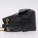 Saint Laurent Joe Mini Bucket Bag Chain Lamb Skin Black 701631 Auth 211381M-5