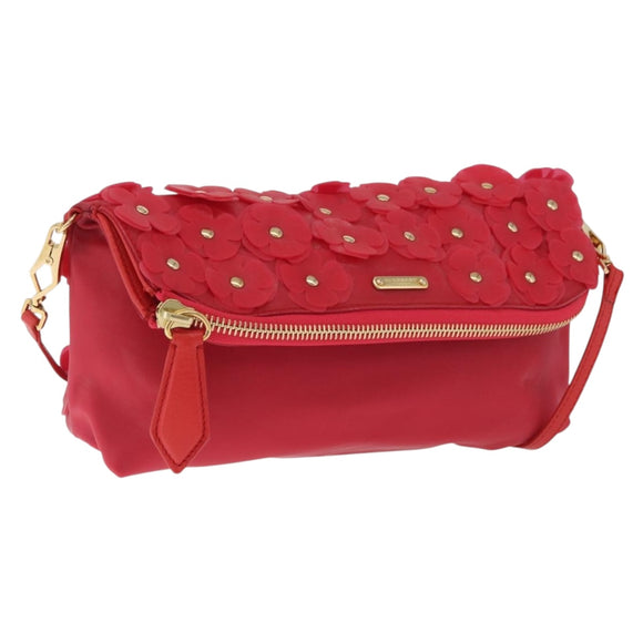 BURBERRY Shoulder Bag Vinyl Gold Red Auth 211384A
