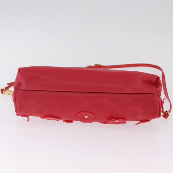 BURBERRY Shoulder Bag Vinyl Gold Red Auth 211384A