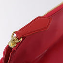 BURBERRY Shoulder Bag Vinyl Gold Red Auth 211384A-15