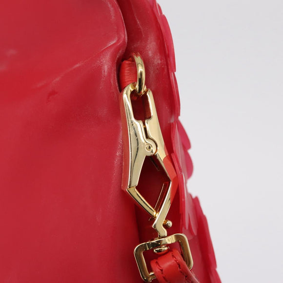 BURBERRY Shoulder Bag Vinyl Gold Red Auth 211384A