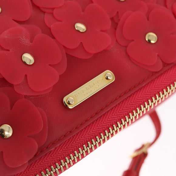 BURBERRY Shoulder Bag Vinyl Gold Red Auth 211384A