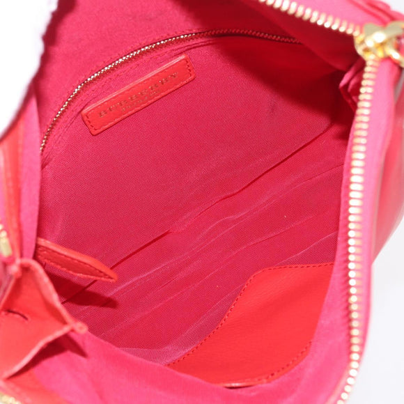 BURBERRY Shoulder Bag Vinyl Gold Red Auth 211384A