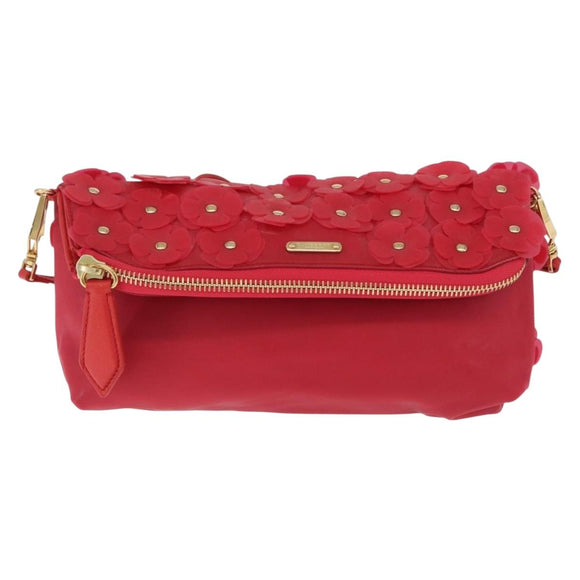 BURBERRY Shoulder Bag Vinyl Gold Red Auth 211384A