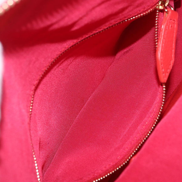 BURBERRY Shoulder Bag Vinyl Gold Red Auth 211384A