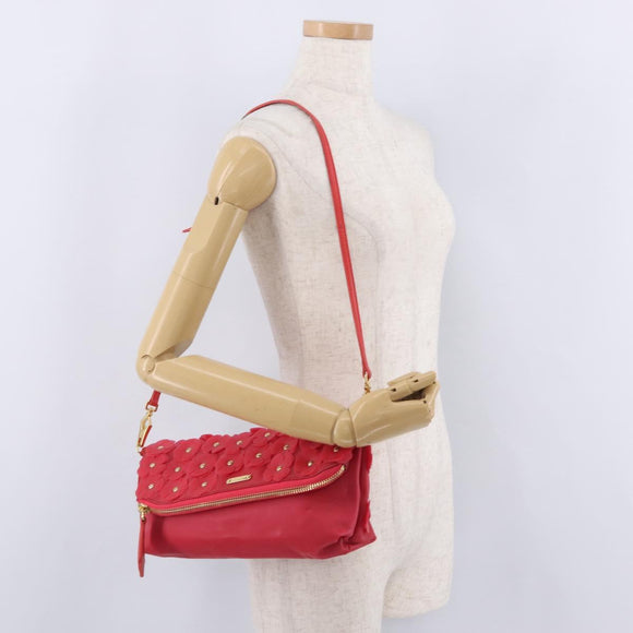 BURBERRY Shoulder Bag Vinyl Gold Red Auth 211384A
