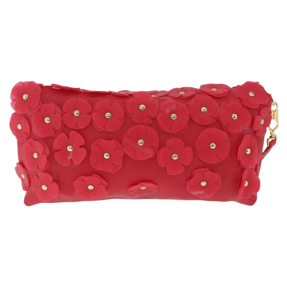 BURBERRY Shoulder Bag Vinyl Gold Red Auth 211384A