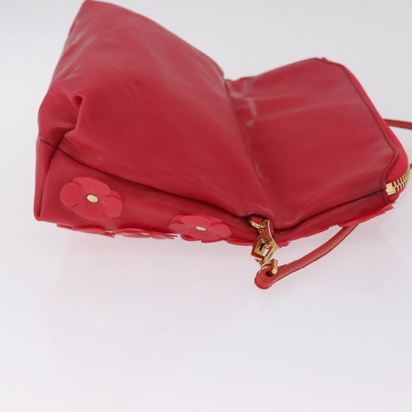 BURBERRY Shoulder Bag Vinyl Gold Red Auth 211384A